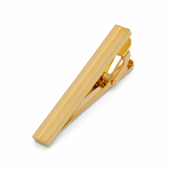 Cross hatch and Plain Lined Gold Tie Clip C010