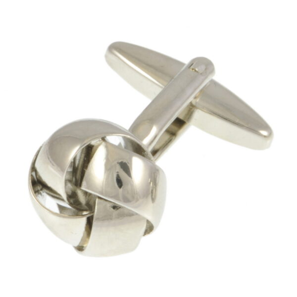 Single Smooth Rhodium Plated Knot Cufflink  L034 A