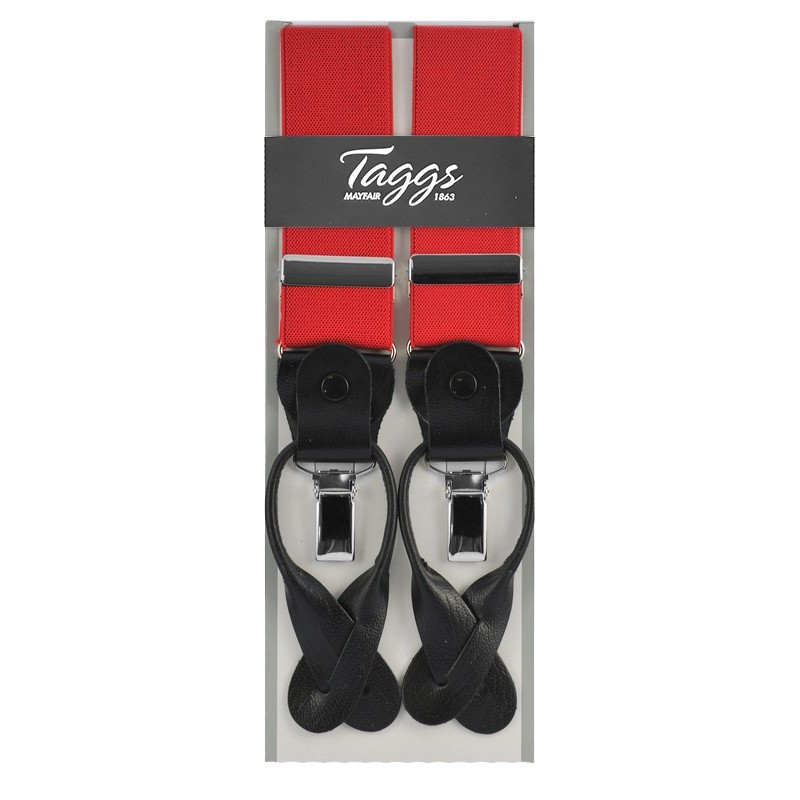 Dual End Elasticated Plain Red Braces - 35mm 2in1 - Towler (TAGGS of ...