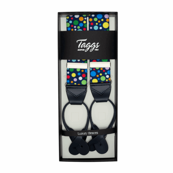 Digital Print Elasticated Leather End Black with Multi Spots 35mm  DLR200-53 - Image 2