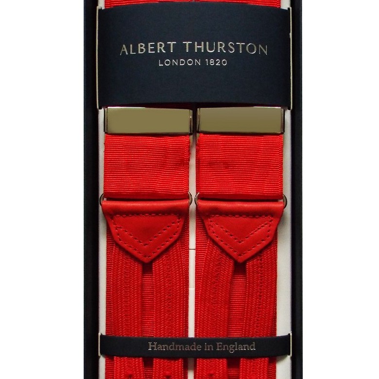 Albert Thurston Red Moire Brace with Braid Ends – Moire 4 - Towler