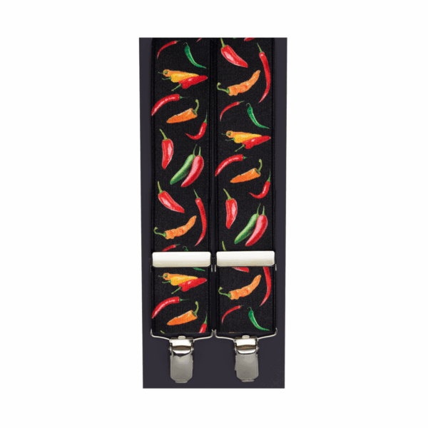 Digital Print Elasticated Clip End Burgundy Red Chilli 35mm  DL200-12