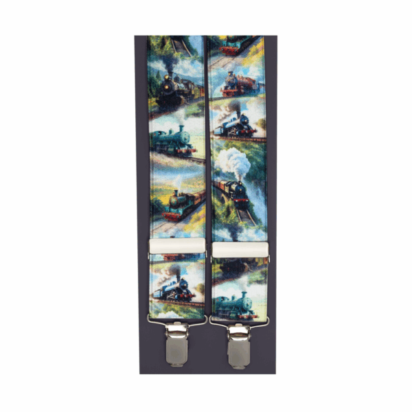 Digital Print Elasticated Clip End Braces new Steam Train scene 35mm   DL200-23