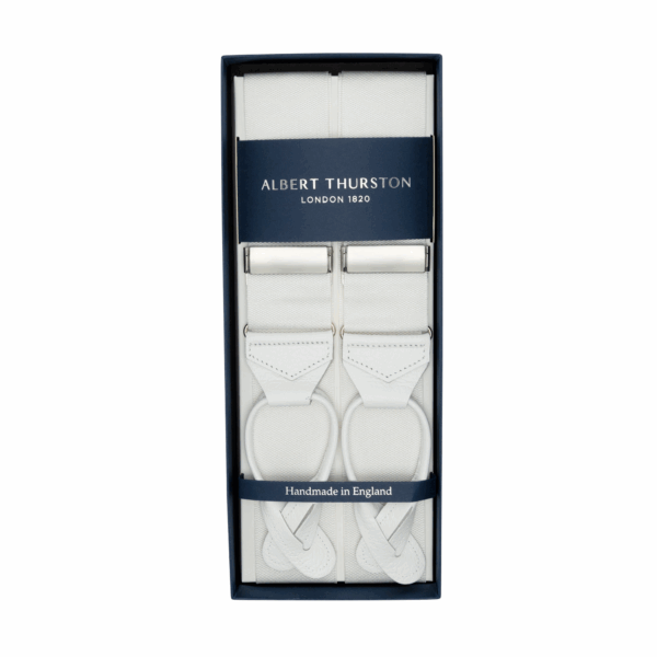 Albert Thurston Plain Rigid Barathea White 38mm 65RPlain