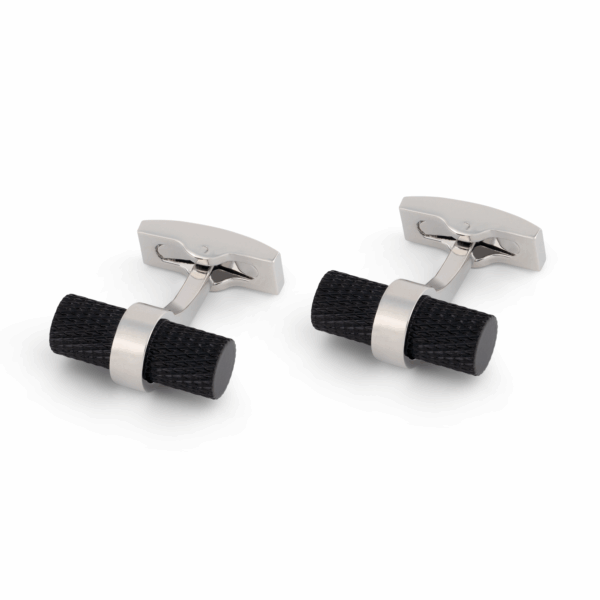 Diamond Cut Black PVD Plated log Cufflink L102 A