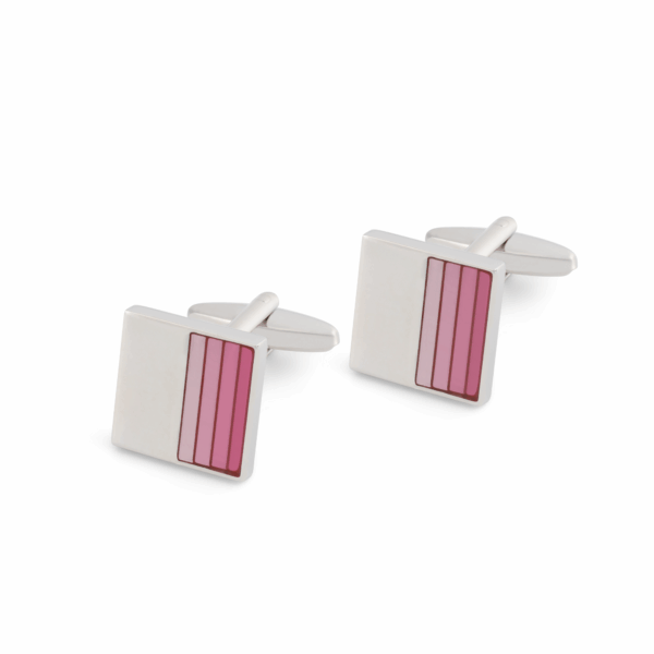 Graduated Trans Pink Enamel Cufflink L130 B