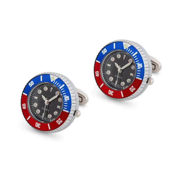 Swiss Style Working Watch Cufflink In Stainless Steel, Japanese Movement (PC21J) Fully Illuminous L140 D