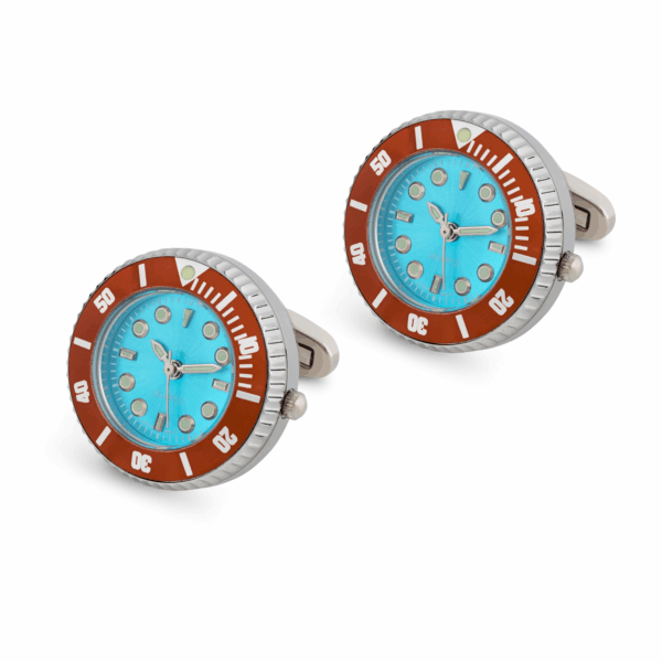 Swiss Style Working Watch Cufflink In Stainless Steel, Japanese Movement (PC21J) Fully Illuminous L140 D - Image 2