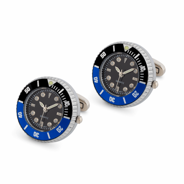 Swiss Style Working Watch Cufflink In Stainless Steel, Japanese Movement (PC21J) Fully Illuminous L140 D - Image 3