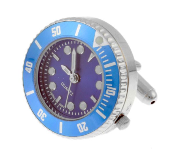 Luxury Design Working Watch Cufflink Rhodium Plated with Black Enamel Bezel Japanese Movement, Mineral Glass Standard Battery L140 I - Image 4