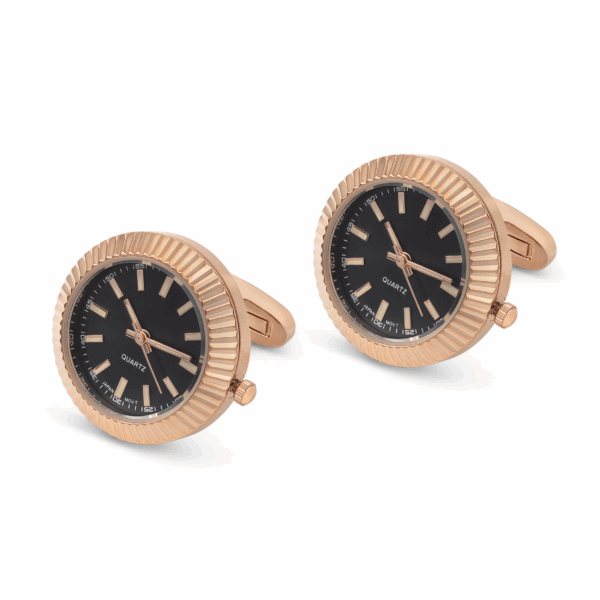 Swiss Style Fluted Bezel Watch cufflinks Illuminous Markers Japanese Movement ( PC21J) Silver/White face  L141 C - Image 5