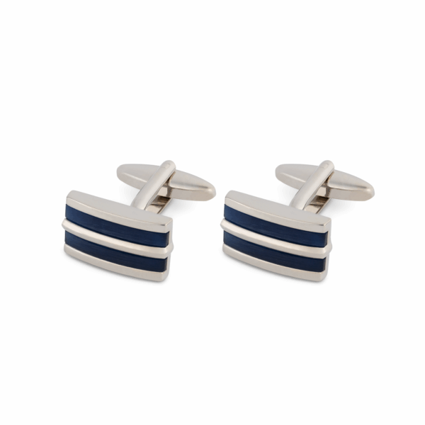 Rectangle Split Navy Fiber Optic  Cufflink L026 C