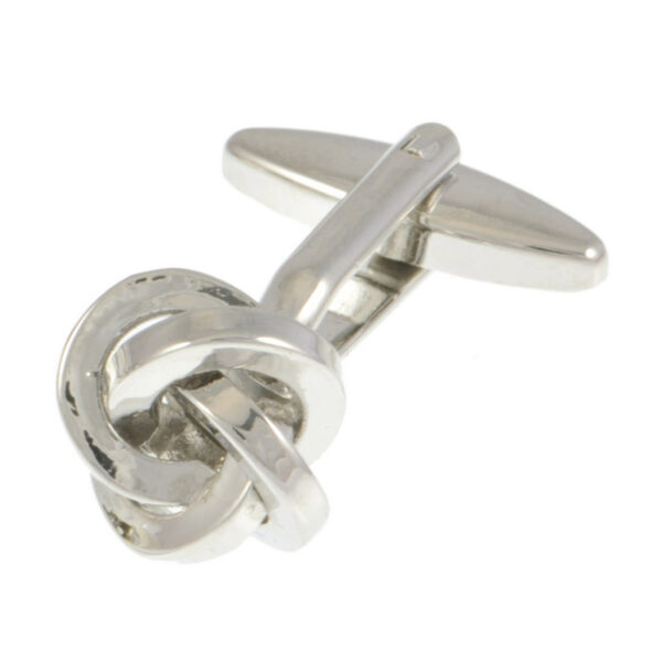 Single Rib Silver Plated Knot Cufflink L034 C