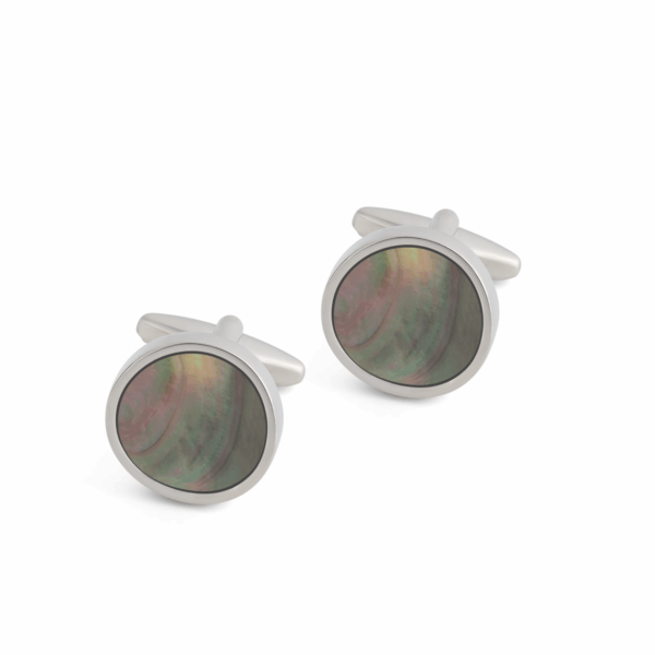 Smoked MOP Concave round Cufflink  L035 C