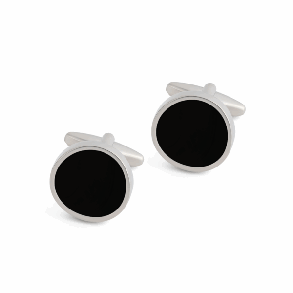 Onyx Concave round Cufflink  L035 B