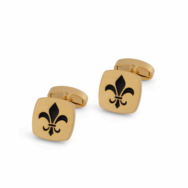 Fluer De Lys Cushion Cufflink Gold/Enamel L036 A