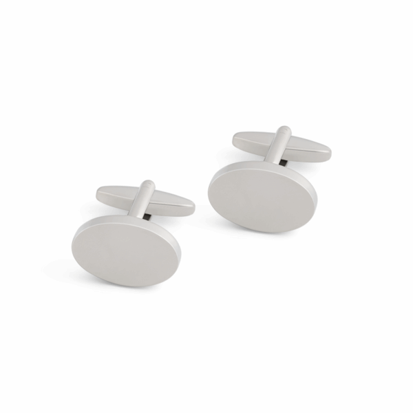 Plain Rhodium Oval cufflink L042 A