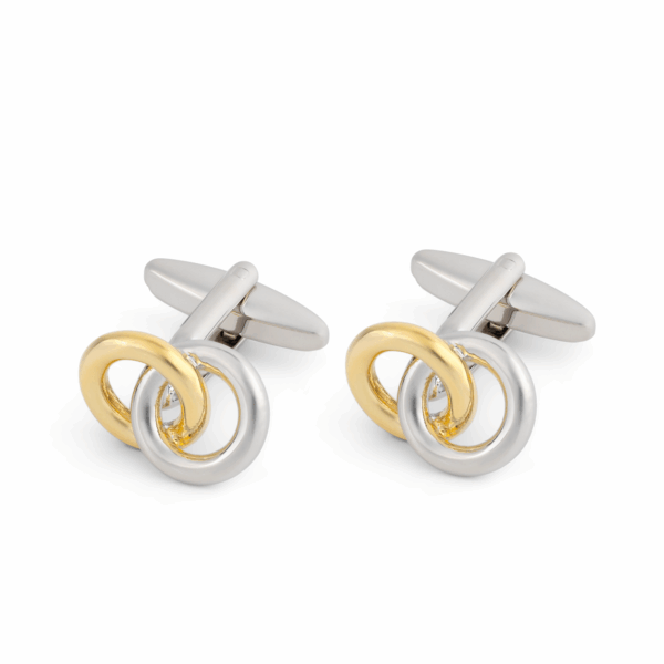 Two Tone Inter Linked Ring Cufflinks L048 B