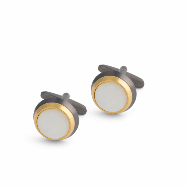 Gun Metal/Gold with White Fibre Optic inlay Cufflink L69 C