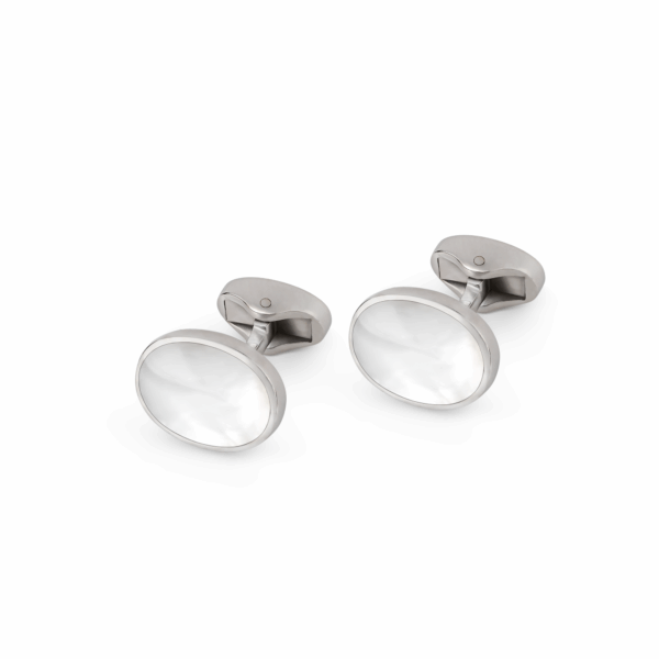 Double ended Semi Precious Stone MOP Sterling Silver 925 Cufflinks N4-1 - Image 2