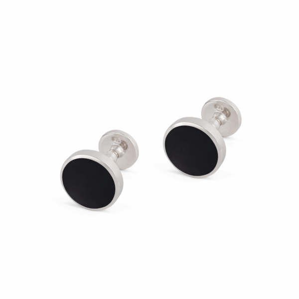 One Piece Semi Precious Stone Onyx Sterling Silver 925 Cufflinks N4-4