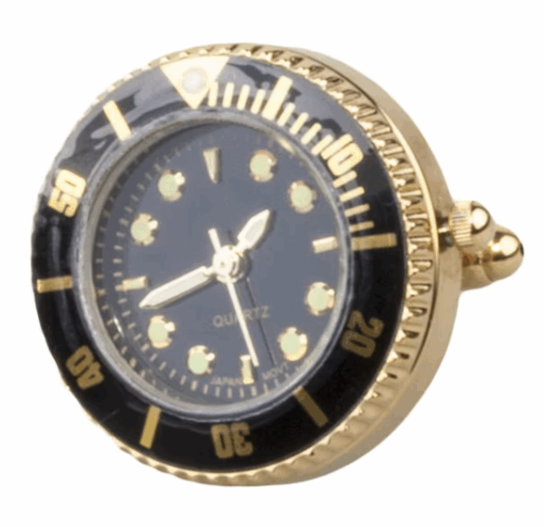 Luxury Design Working Watch Cufflink Rhodium Plated with Black Enamel Bezel Japanese Movement, Mineral Glass Standard Battery L140 I - Image 5