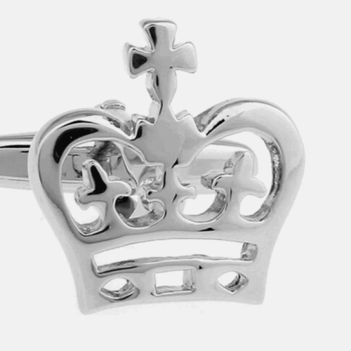 Rhodium Crown Cufflinks L080 A