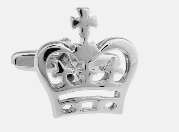 Rhodium Crown Cufflinks L080 A
