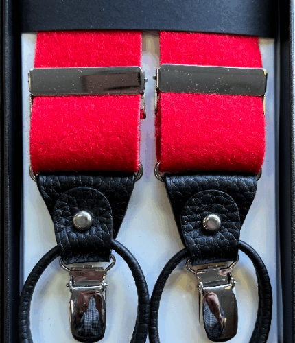 Taggs Luxury Woolfelt Boxcloth Dual end braces Red  Taggs exclusive